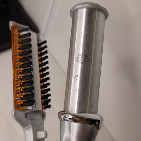 Rotating Spinning Hot Brush Styling Iron - Silver&Orange - with Comb - Picture 4 of 6